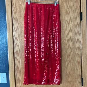 A New Day Red Maxi Sequin Skirt